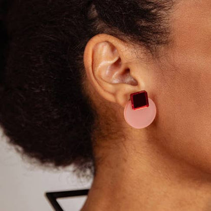 Pamela Coromoto - Glare Mini Earrings: Sky and Anthracite Mirror