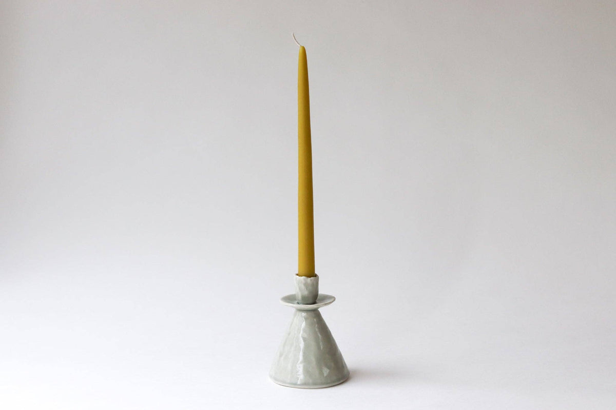 Elizabeth Benotti Ceramics - Everyday Pinched Candlestick Holder: Striped / Tall - PMA Store at the Portland Museum of Art, Maine