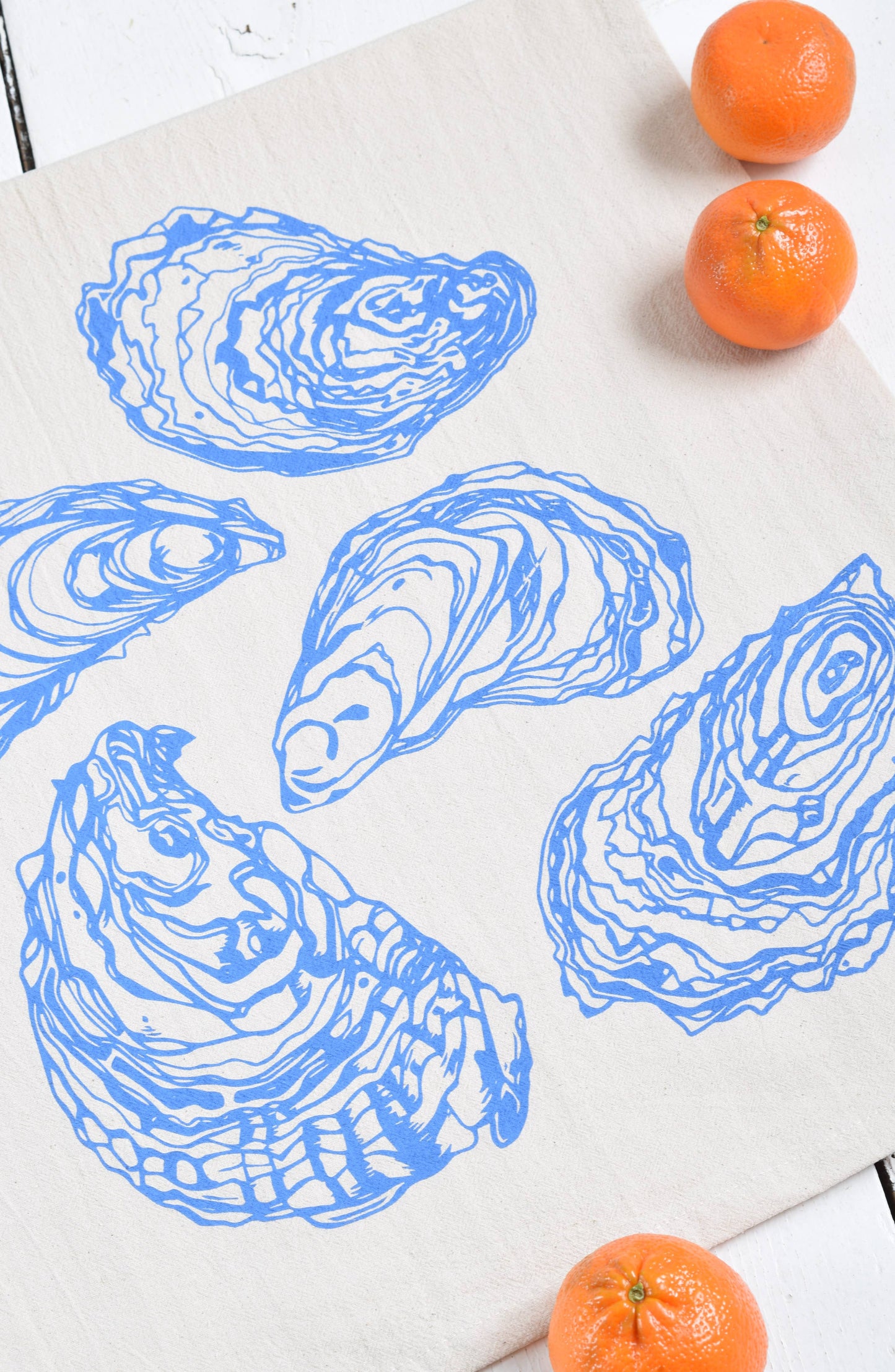 Hearth and Harrow - Oyster Tea Towel in Blue-violet - Organic Cotton - Sea Shell - PMA Store at the Portland Museum of Art, Maine