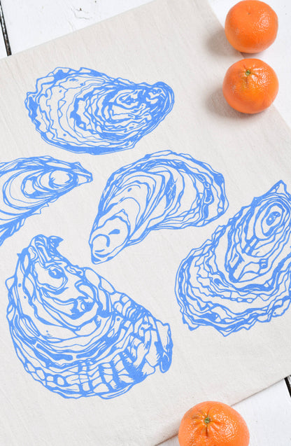 Hearth and Harrow - Oyster Tea Towel in Blue-violet - Organic Cotton - Sea Shell - PMA Store at the Portland Museum of Art, Maine