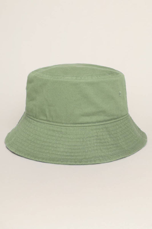 Fashion City - Solid Color Cotton Bucket Fisherman Hats: GREENTEA / L/XL