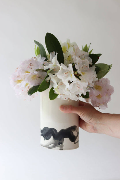 Elizabeth Benotti Ceramics - Splatter Oval Vase: Daybreak - PMA Store at the Portland Museum of Art, Maine