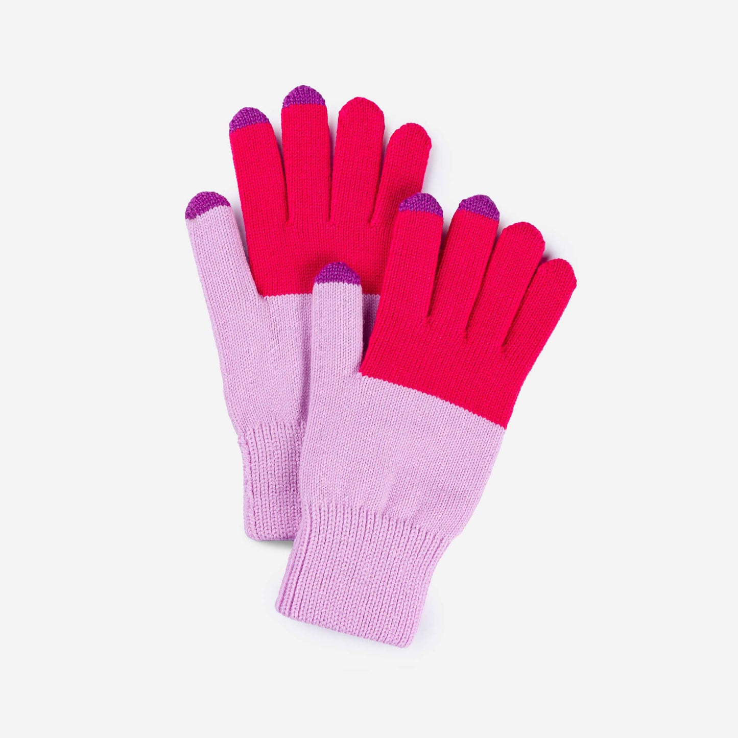 Colorblock Knit Touchscreen Gloves: Peach Lime - PMA Store at the Portland Museum of Art, Maine