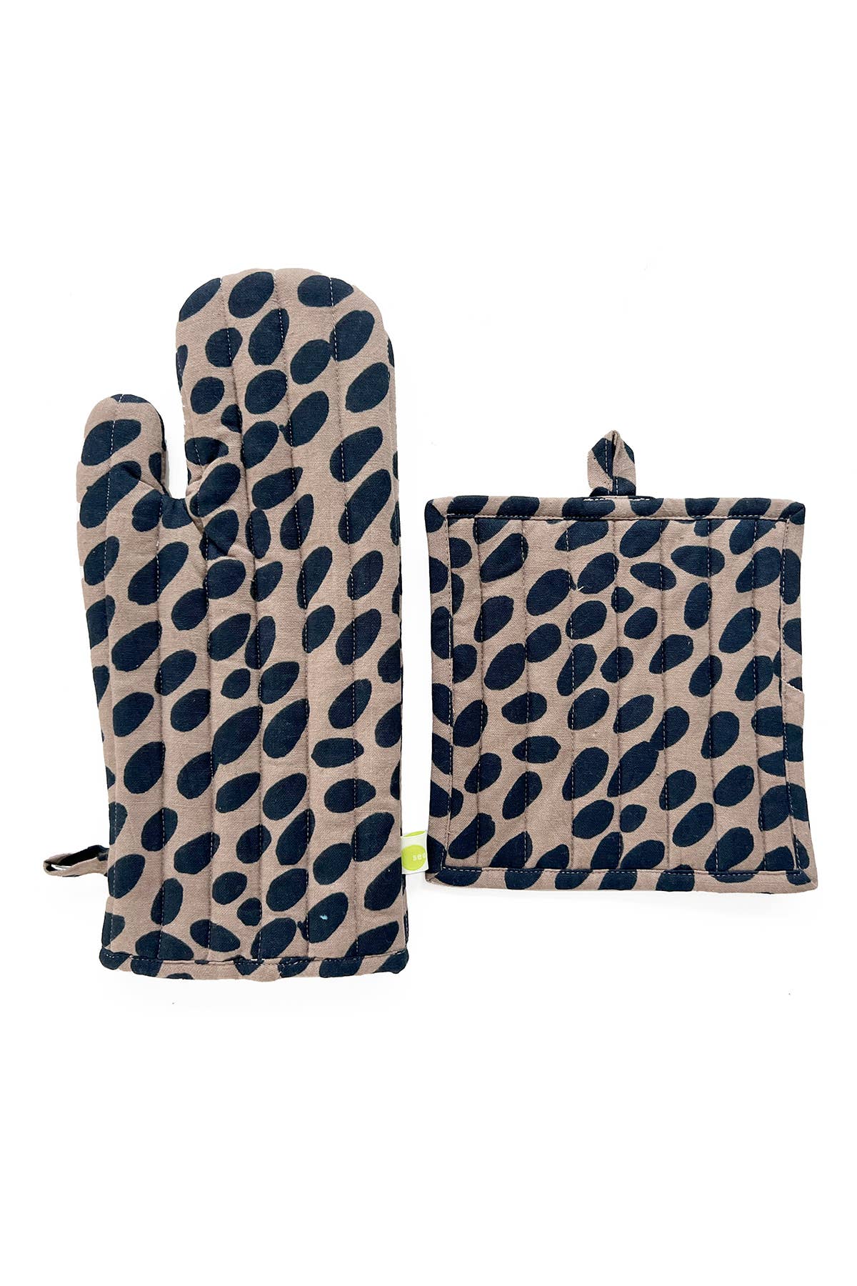 See Design - Oven Mitt & Potholder Set: Globe Yellow/Orange