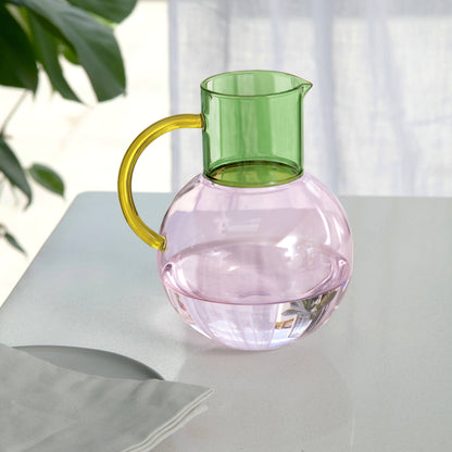 Block Design US - Pablo Glass Jug - Large: Pink Yellow Green