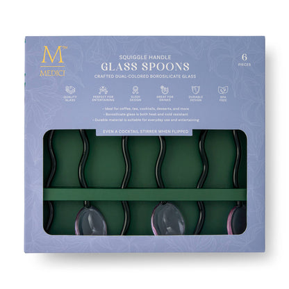 6pk Squiggle Handle Glass Spoons - Purple/Green - PMA Store at the Portland Museum of Art, Maine