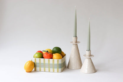 Elizabeth Benotti Ceramics - Everyday Pinched Candlestick Holder: Seafoam / Short - PMA Store at the Portland Museum of Art, Maine