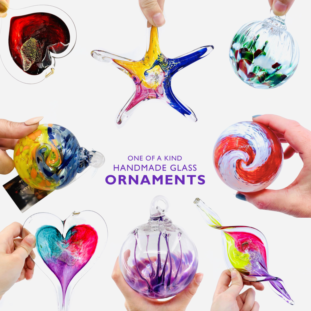 Luke Adams Glass - Artist Inspired Ornaments, Inspired by Starry night & Monet: Assorted Pack - PMA Store at the Portland Museum of Art, Maine