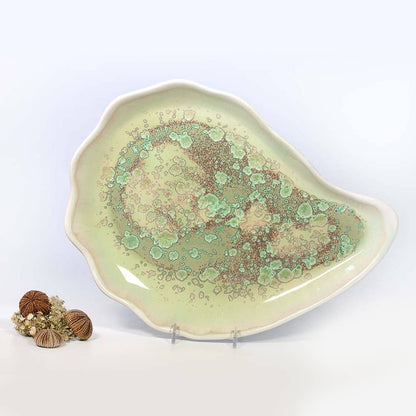Alison Evans Ceramics - Large Oyster Plate: Mint& Charcoal