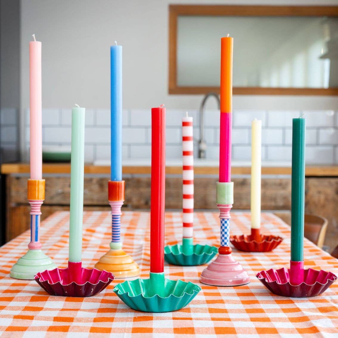 Orange & Pink Taper Candle | POS Unit | Fall | - PMA Store at the Portland Museum of Art, Maine