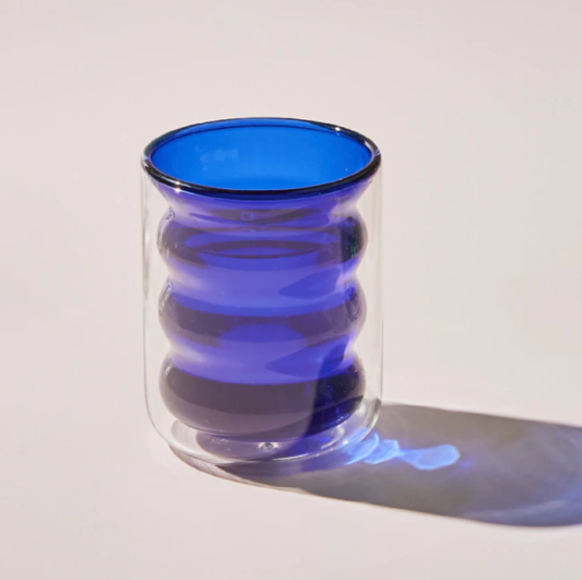 Colored Double Layer Glass Cup: Blue - PMA Store at the Portland Museum of Art, Maine