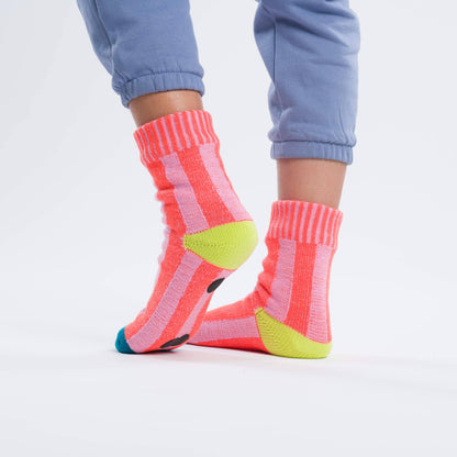 VERLOOP | knits - Big Stripe House Socks: Poppy Lilac / L/XL - W 9.5-12.5<br>M 8-11 - PMA Store at the Portland Museum of Art, Maine
