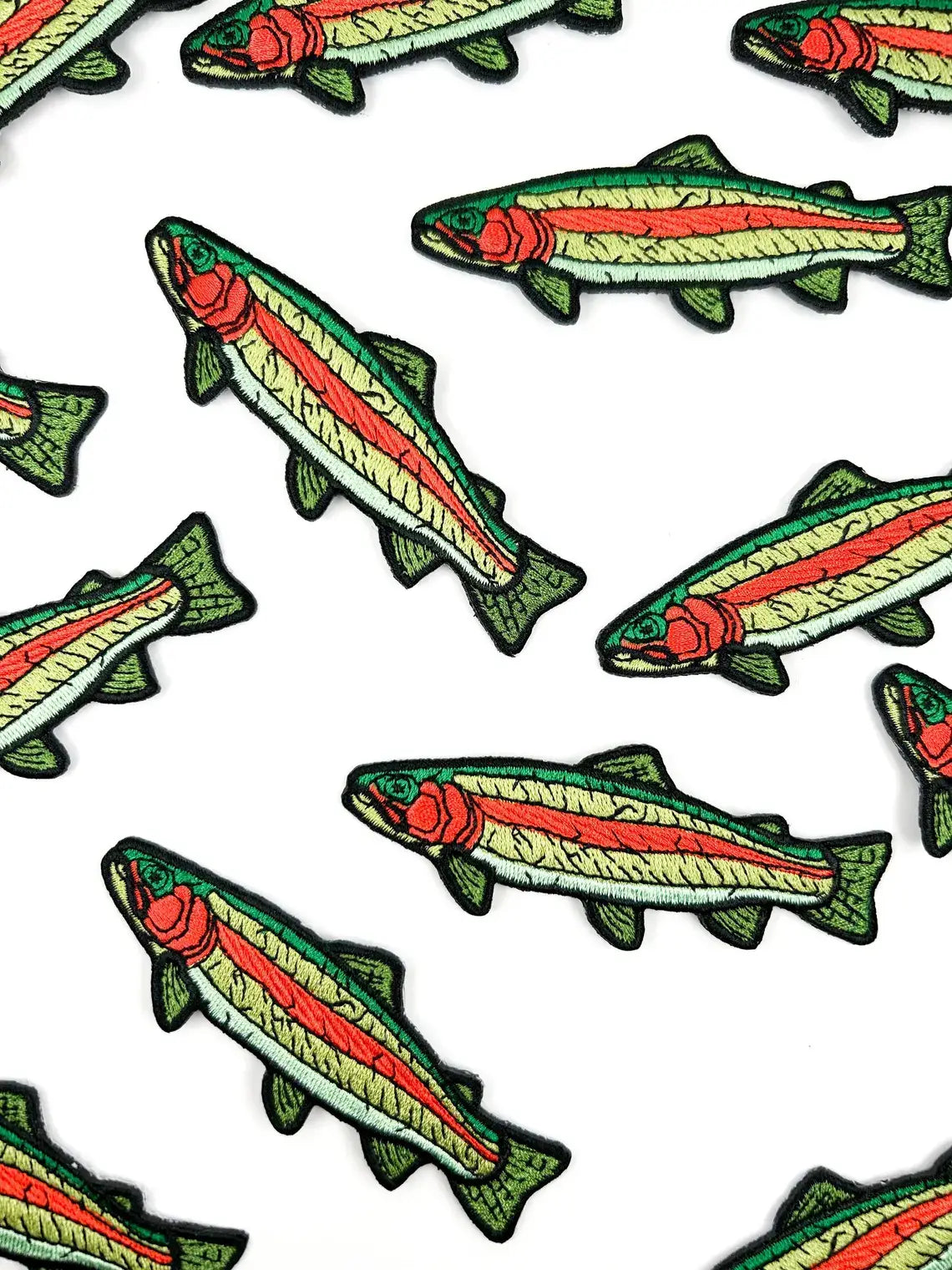 Field Trip Threads - Rainbow Trout Embroidered Iron-On Patch Fly Fishing Tying - PMA Store at the Portland Museum of Art, Maine