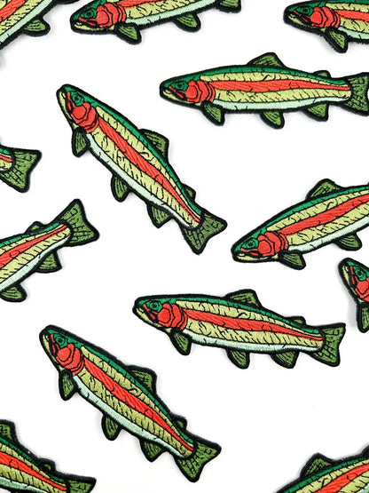 Field Trip Threads - Rainbow Trout Embroidered Iron-On Patch Fly Fishing Tying - PMA Store at the Portland Museum of Art, Maine