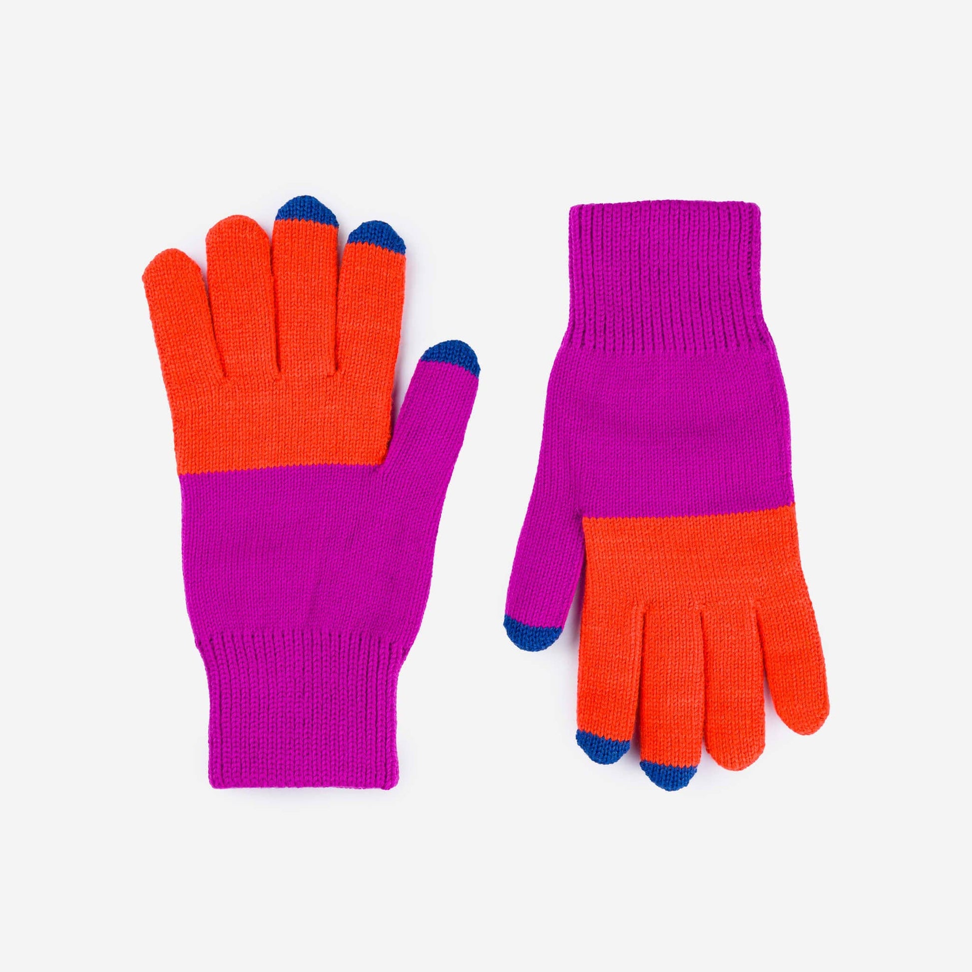 Colorblock Knit Touchscreen Gloves: Golden Olive Cobalt - PMA Store at the Portland Museum of Art, Maine
