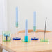 Block Design - Glass Candlestick - Medium: Green and Pink - PMA Store at the Portland Museum of Art, Maine