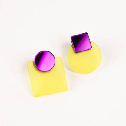 Pamela Coromoto - Glare Mini Earrings: Jade and Purple Mirror