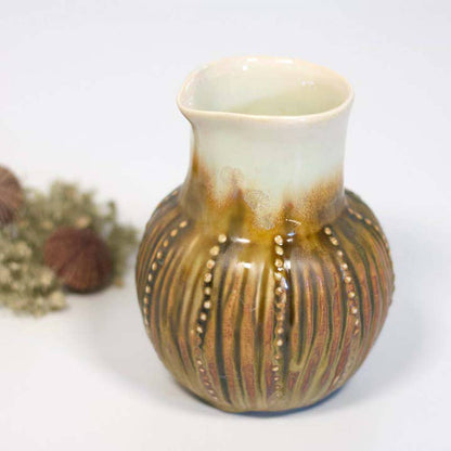 Alison Evans Ceramics - Shell Texture Creamer: Mint& Charcoal
