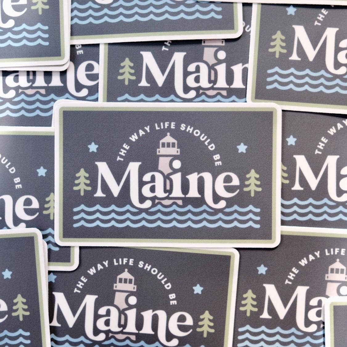Stuck on Maine - Maine Heritage Vinyl Sticker: Lighthouse, Pine Tree - PMA Store at the Portland Museum of Art, Maine