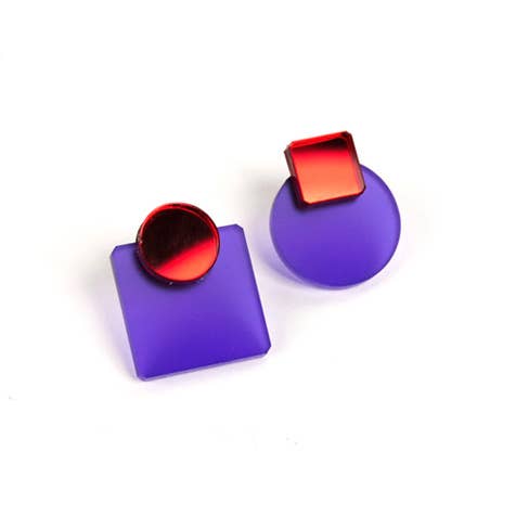 Pamela Coromoto - Glare Mini Earrings: Sky and Anthracite Mirror