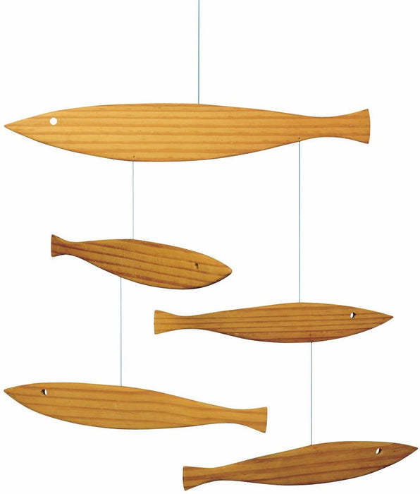 Floating Fish Hanging Mobile - 16 Inches Pine - Handmade in Denmark by Flensted